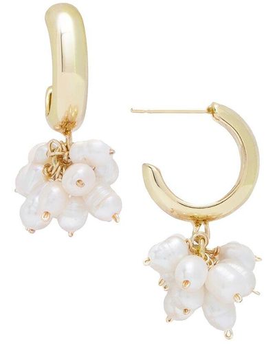 Saachi 18k Plated 4-5mm Pearl Dangle Earrings - White