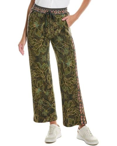 Johnny Was Hirz Camo Wide Leg Side Tape Pant - Green