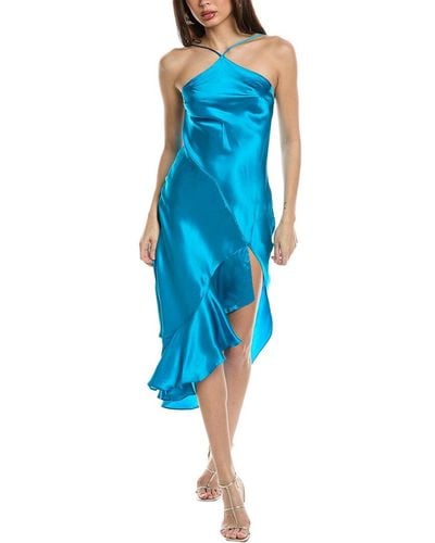 Amanda Uprichard Dasha Silk Midi Dress - Blue
