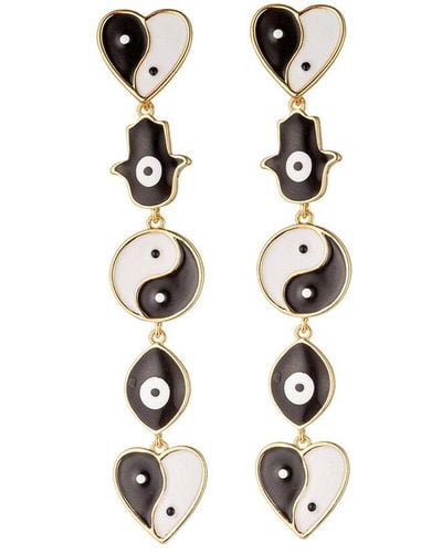 Eye Candy LA Parisa Hamsa & Yin Yang Drop Earrings - White