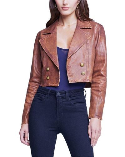 L'Agence Laverne Crop Biker Jacket - Blue