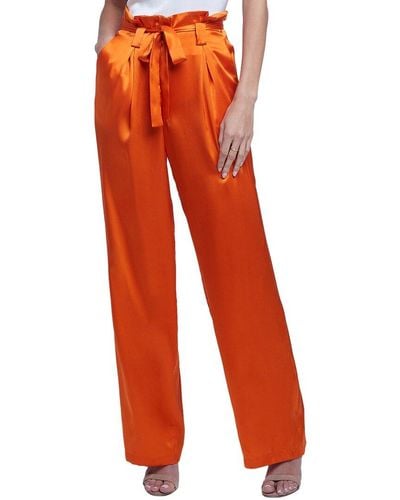 L'Agence Bobby Wide Silk Paperbag Pant - Red