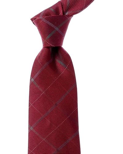 Tie Bar The Sheridan Plaid Silk & Wool-blend Tie - Red