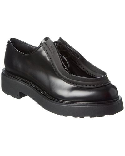 Prada Brushed Leather Loafer - Black