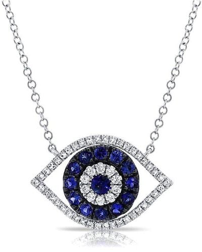 Sabrina Designs 14k 0.61 Ct. Tw. Diamond & Sapphire Evil Eye Necklace - Blue