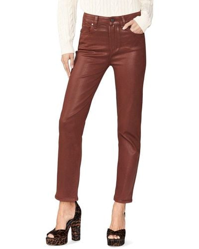 PAIGE Stella Burgundy Dust Luxe Coating Super High Rise Straight Leg Jean - Red