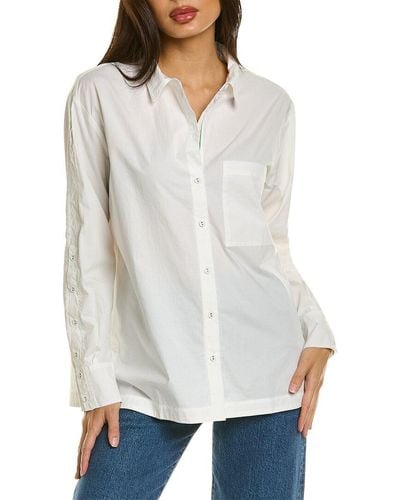 Johnny Was Poplin Relaxed Pocket Shirt - White