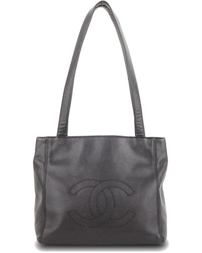 Chanel Caviar Leather Cc Tote (Authentic Pre-Owned) - Grey