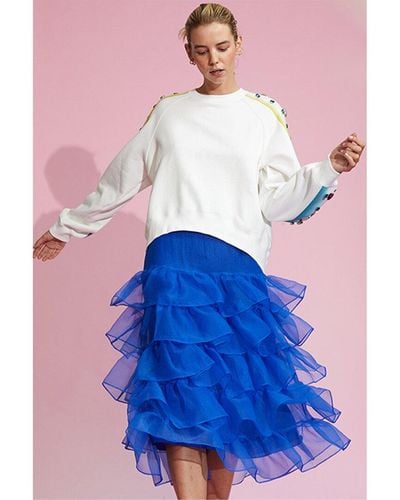 Cynthia Rowley Organza Ruffle Mini Skirt - Blue
