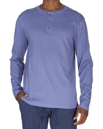 Unsimply Stitched Super Soft Henley Shirt - Blue