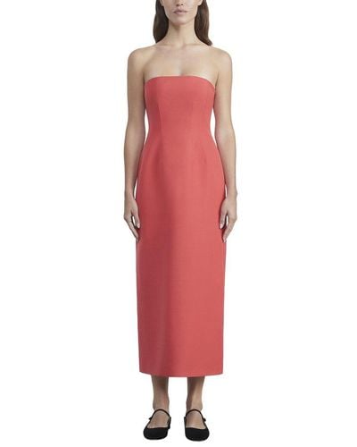 Lafayette 148 New York Fitted Strapless Wool & Silk-Blend Corset Dress - Red
