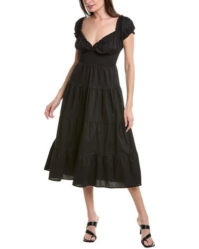 WeWoreWhat Puff Sleeve Smocked Midi Dress - Black