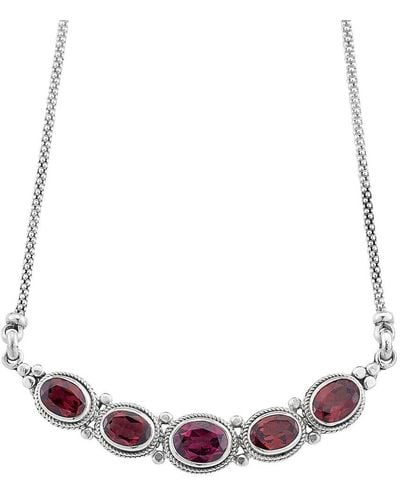 Samuel B. Silver 5.30 Ct. Tw. Garnet Necklace - Pink