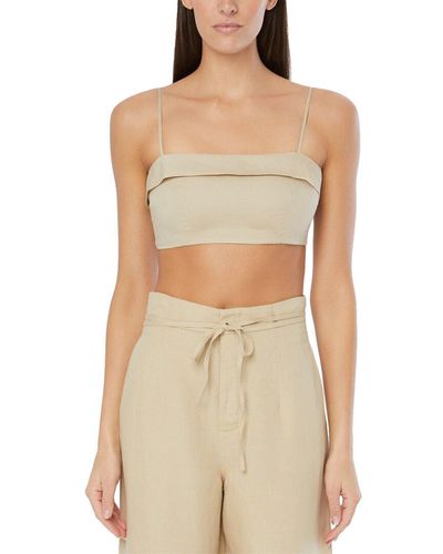 Onia Air Linen-blend Foldover Cropped Top - Natural