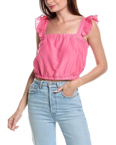 Velvet By Graham & Spencer Gracen Silk-blend Top - Pink