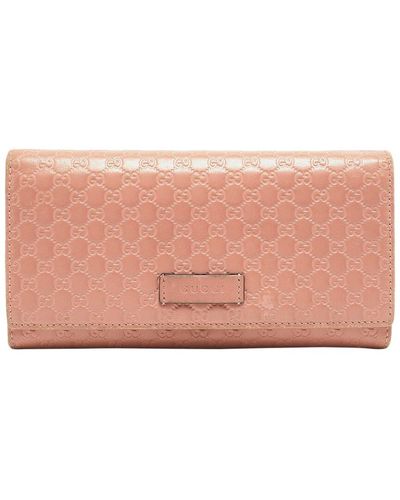 Gucci Leather Microgucissima Flap Continental Wallet (Authentic Pre- Owned) - Pink
