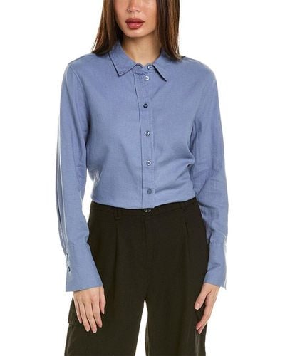 Ellen Tracy Linen-blend Shirt - Blue