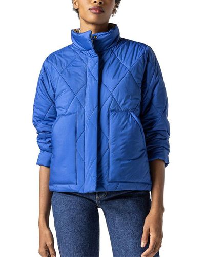 Lilla P Shirttail Hem Zip Front Jacket - Blue