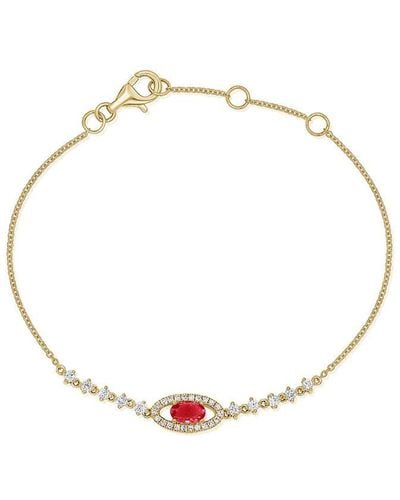 Sabrina Designs 14k 0.67 Ct. Tw. Diamond & Ruby Chain Bracelet - Metallic