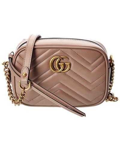 Gucci gg Marmont Mini Leather Cross Body Bag - Brown