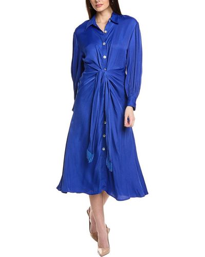 FARM Rio Knotted Midi Dress - Blue