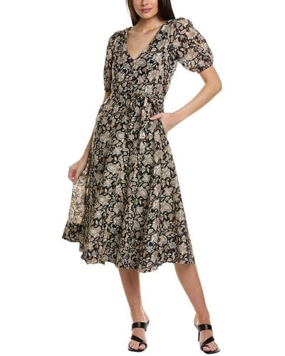 Boden Full Skirt Paneled Linen-blend Midi Dress - Natural