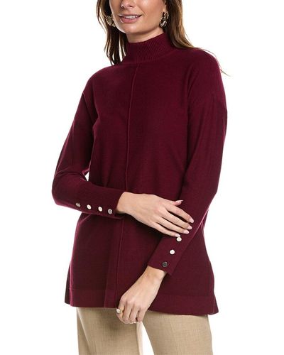 Anne Klein Women's Slitted Sleeveless Crew Neck Top Red Size Medium
