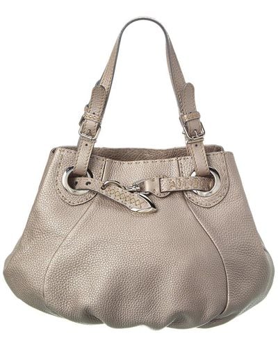Fendi Monogram Leather Baguette Shoulder Bag (Authentic Pre-Owned) - Grey
