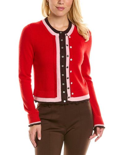 Tory Burch Triple Layer Cashmere Cardigan - Red