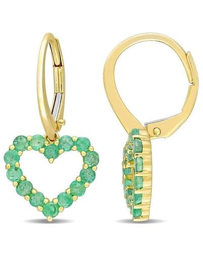 Rina Limor 10k 0.84 Ct. Tw. Emerald Heart Earrings - Multicolour