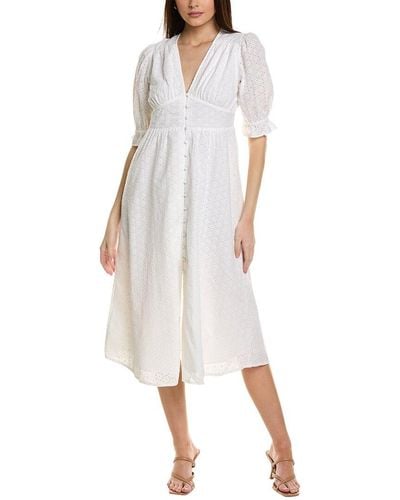 Boden Broderie Midi Tea Dress - White
