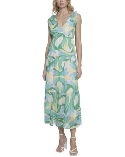 Donna Morgan Yoryu Stripe Print Midi Dress - Green