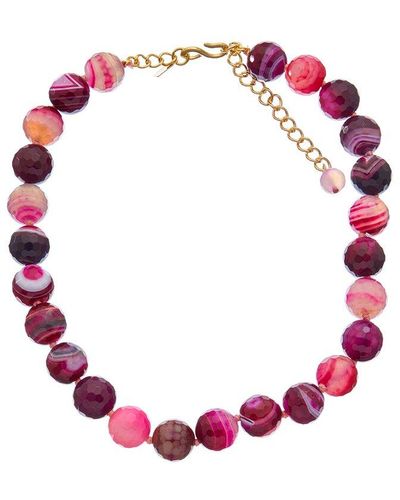 Kenneth Jay Lane Plated Agate Beaded Necklace - Pink