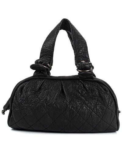 Chanel Leather Le Marais Ligne Bowler Bag (Authentic Pre-Owned) - Black