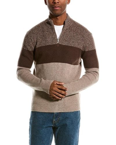 NAADAM Wool & Cashmere-blend 1/4-zip Mock Jumper - Brown
