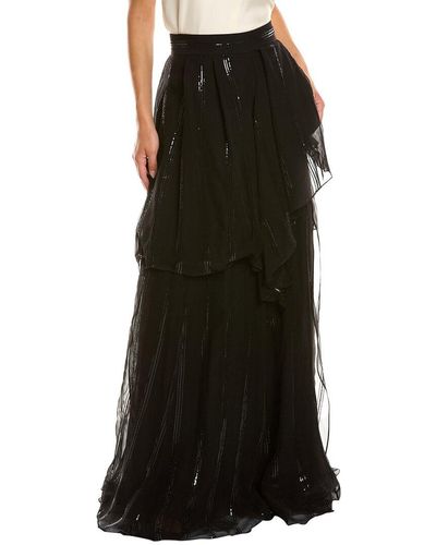 Brunello Cucinelli Tiered Silk Maxi Skirt - Black