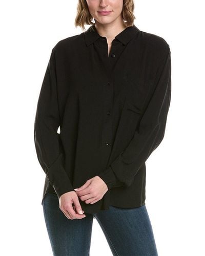 Tahari Button Collared Shirt - Black