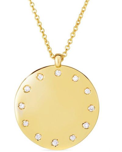 Italian Gold 14K Italian 0.06 Ct. Tw. Diamond Dial Necklace - Metallic