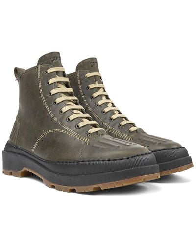 Camper Brutus Trek Leather Medium Lace Boot - Grey