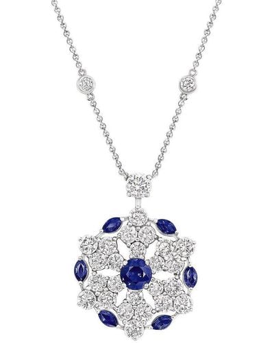 Graff 18K 6.90 Ct. Tw. Diamond & Sapphire Snowflake Necklace (Authentic Pre- Owned) - White