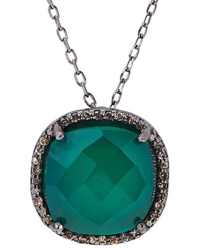 Adornia Fine Silver 3.30 Ct. Tw. Diamond & Green Onyx Necklace