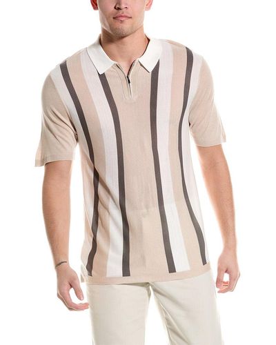 Truth Industry Vertical Stripe 1/4-zip Polo Shirt - Natural