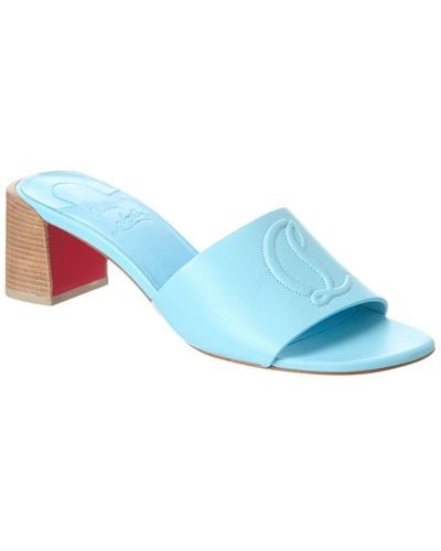 Christian Louboutin So Cl 55 Leather Mule - Blue