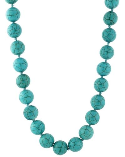 Liv Oliver Silver 45.00 Ct. Tw. Turquoise Classic Necklace - Green