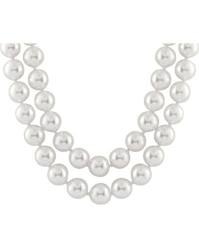 Splendid Silver 12-13mm Shell Pearl Necklace - White