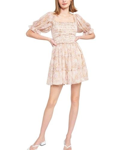 JACQUIE THE LABEL Karly Smocked Mini Dress - Natural