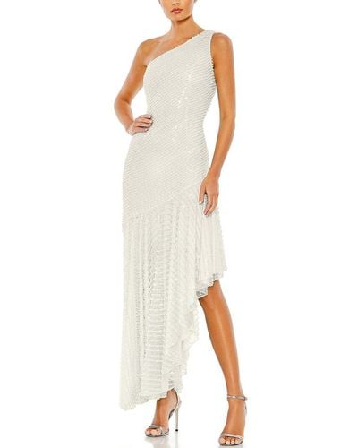 Mac Duggal Beaded Maxi Cocktail And Party Dress - White