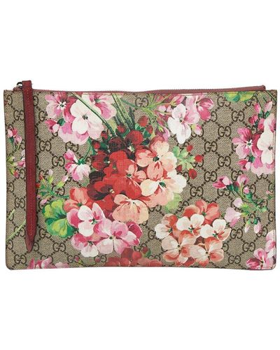 Gucci Coated Canvas & Suede Zip Pouch (Authentic Pre-Owned) - Multicolour