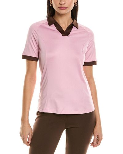 Callaway Apparel V-placket Colorblock Polo Shirt - Pink