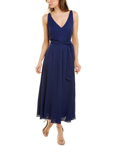 Donna Karan Pleated Maxi Dress - Blue